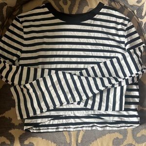 Striped crop top long sleeve shirt